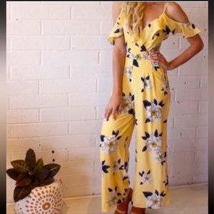 NWT JOA Yellow Floral Jumpsuit